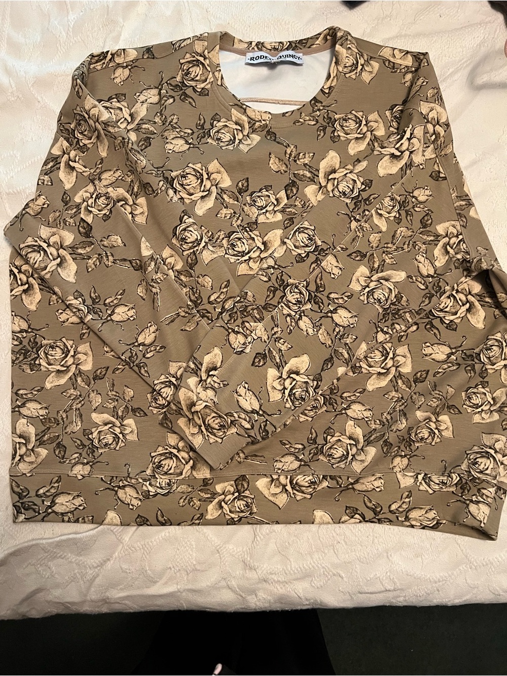 Rodeo Quincy Floral Crewneck Sweater in Taupe-XXXL